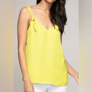 Knotted Strap Front Tank Women's Top
- Lime Green